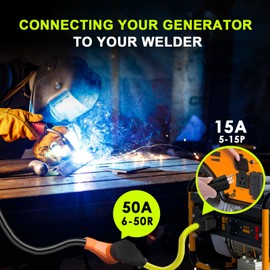 Campzlly Welder Adapter Cord, Nema 5-15P Male to 6-50R Female Power Adapter Cord, Heavy Duty STW 10 Gauge for Welder, 12inch, ETL Listed