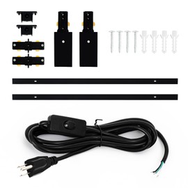 VANoopee H Track Lighting Rails Kit with Plug in Cord, 8FT H Type Track Rails Black with End Caps, Live End Feed Connector and 10FT Plug Cord, Compatible with120V H Style Track System