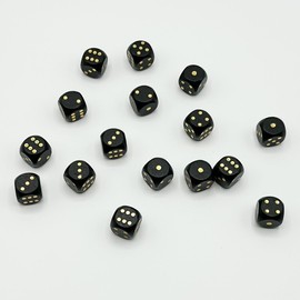 CRAFT CROWN Black Dice, Gold Letters, 16 Pieces, 0.5 inches (13 mm), Lightweight Type, Easy to Roll