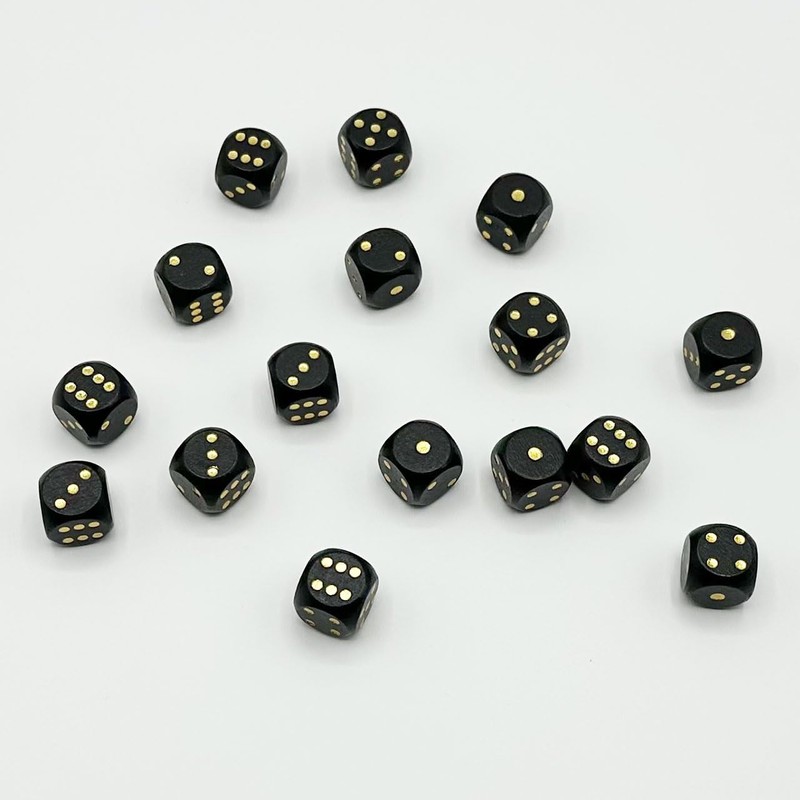 CRAFT CROWN Black Dice, Gold Letters, 16 Pieces, 0.5 inches