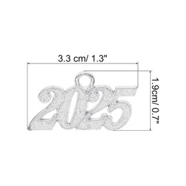 PATIKIL 2025 Graduation Tassel Charm, 30 Pcs Alloy 2025 Year Medium Letter Charm for Graduation Tassel Graduation Cap Necklace Pendant DIY Key Making, Silver