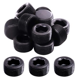 Mardatt 20 Pieces 1.9 cm NPT Plug Pipe Plug Fitting Carbon Steel Male Thread Hex Socket Pipe Plug Set