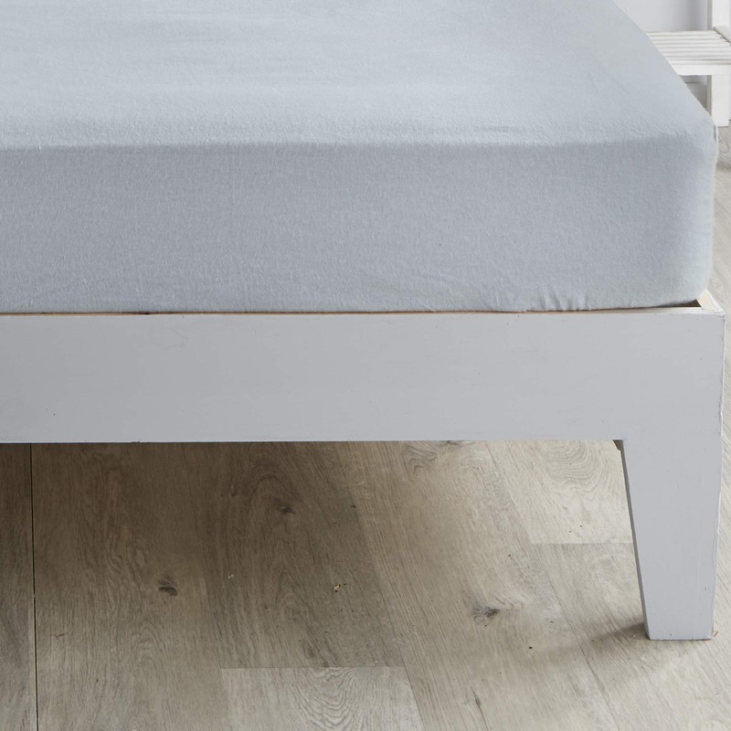 Fusion Silver Brushed Cotton Single Fitted Sheet - 90 x