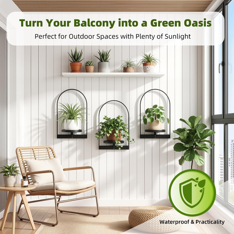 3 Pack Wall Plant Holder for Indoor Plants, Metal Wall