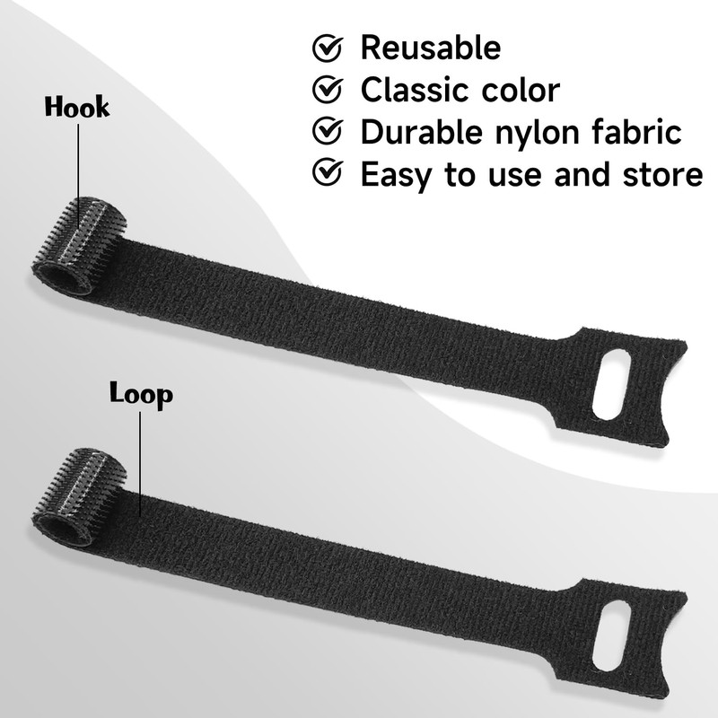 60Pcs Cable Ties Reusable Adjustable Cable Straps Hook and Loop