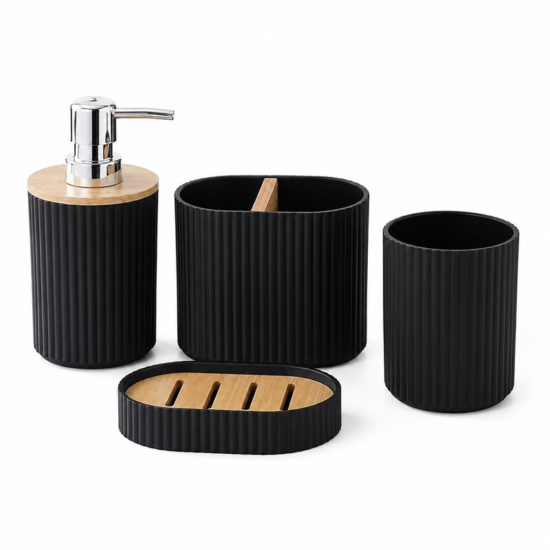 Bathroom Accessories Set for Home - 4pcs Plastic Toothbrush Holder,