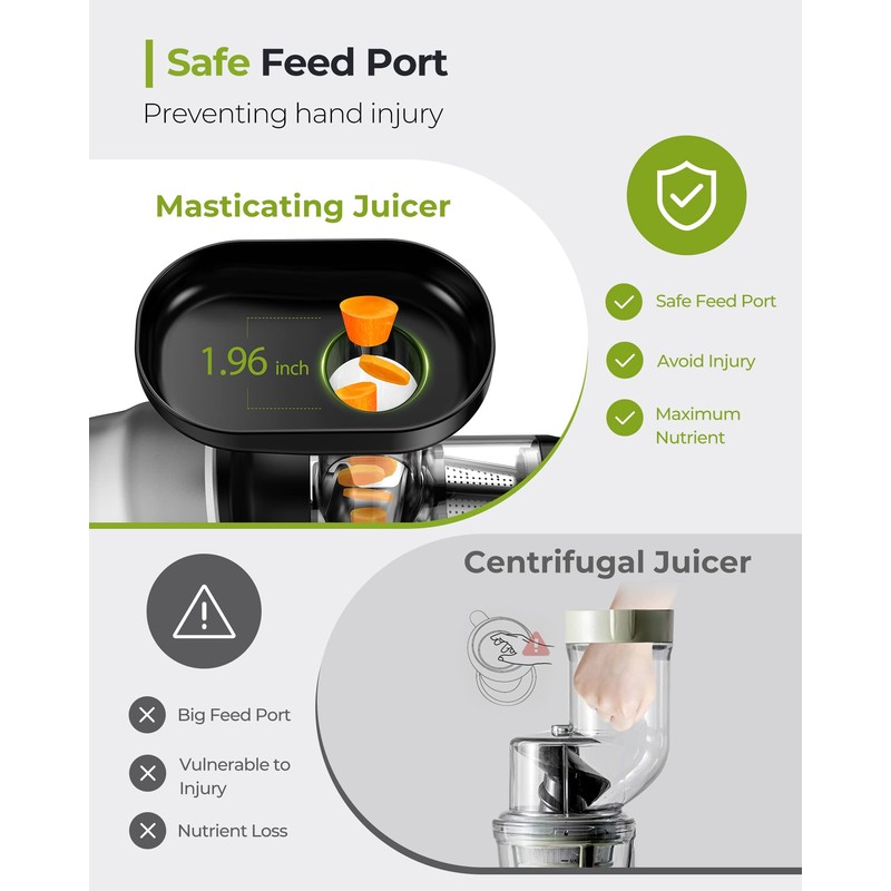 Jocuu Slow Masticating Juicer with 2-Speed Modes - Cold Press