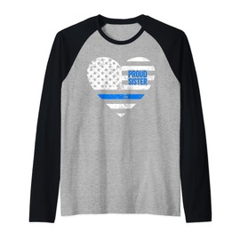 Proud Police Sister Of A Police Officer Sister US Flag Raglan Baseball Tee