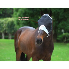 T TEKE Fine Mesh Horse Fly Mask w/No Ears, UV Blocking 3D Eye Visor with Extra Fleece Cushioned Forehead, Protection from Insect Pests