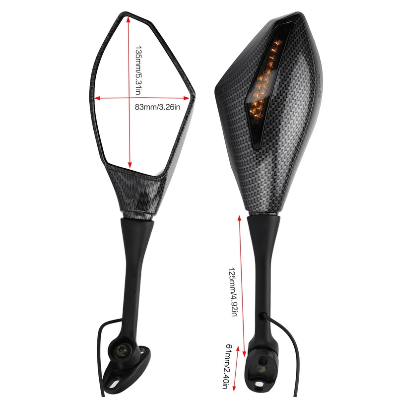 LKV Motorcycle Mirrors with Turn Signal LED Adjustment Replacement for