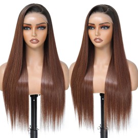TAGUO Lace Front Wig 7x5 Glueless Wig for Women Synthetic Lace Wig Pre Plucked HD Lace Ready to Wear Glueless Wigs Ombre Brown Blonde 26inch