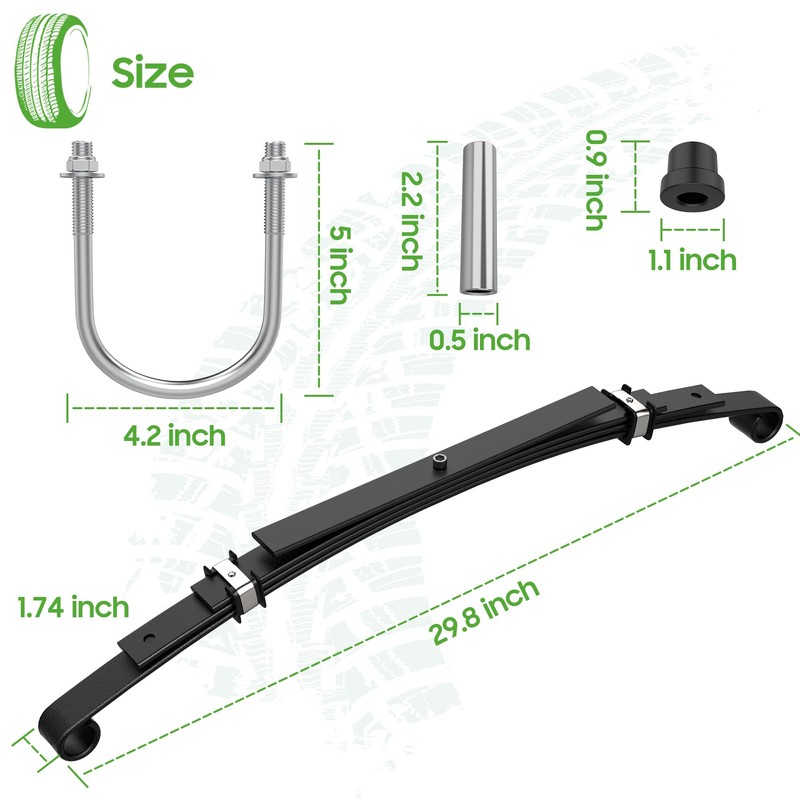 10L0L Golf Cart Heavy Duty Rear 4-Leaf Spring Kit with