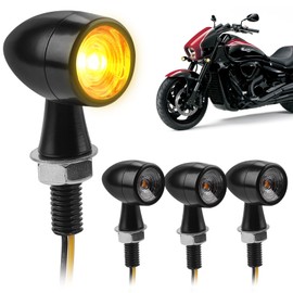 EXLECO 4 x LED Motorcycle Indicator DC 12 V Metal Mini Indicator IP65 Waterproof M8 Universal LED Indicator Motorcycle Rear Indicator Light Side Indicator Light for Motocross Moped E Scooter