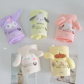 Sanrio Kuromi Cartoon Series Coral Fleece Towel - Soft, Absorbent, Quick-Dry Jade Purple Kuromi [No Button] + Towel 35 * 75 4ea