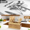 Aramanara Large Wooden Utensil Holder, Rustic Kitchen Cutlery Holder, Wooden