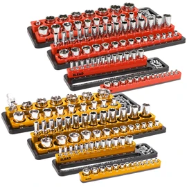 ELEAD Magnetic Socket Organizer Set - Durable 1/2, 1/4, 3/8 Inch Drive Holder, Tool Box Storage Tray for Wrench, Screwdriver, Mechanic Tools, Portable Toolbox Accessory