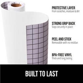 Gorilla Grip Peel and Stick Paper for Book Covers, Countertops, Drawers, Kitchen Cabinets, Shelves, and Crafts, Protective Easy Install Removable Vinyl Adhesive Liners, 11.8 INx20 FT Roll Bright White