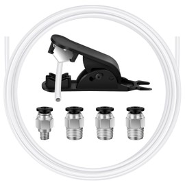 PTFE Tube for 1.75mm Filament, 2M (6.6ft) Bowden Tube 2.0mm ID×4mm OD with Tube Cutter, 3x PC4-M10 & 1x PC4-M6 Fittings, Compatible with ender3/5 & CR-10 Series FDM Printers