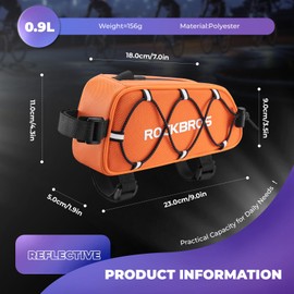 ROCKBROS Bicycle Bag Bicycle Frame Bag Top Tube Bag for MTB Road Bike E-Bike 1 L Reflective Orange
