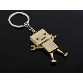 New Bronze Vintage Retro Key Ring Gift Cute Robot Metal Keychain Pendant Keychain Movable Steampunk