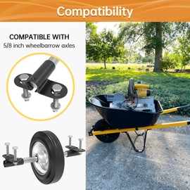 FOROIRON Heavy Duty Wheelbarrow Axle Bracket Set Compatible with 5/8” Wheelbarrow Axles Wheelbarrow Axle Shaft and Bracket Wheelbarrows Spare Part Include Bolt and Nut