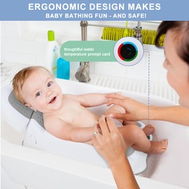 Wddbb Baby Bath Support,Ideal for Babies Less Than 6 Months Old,with Thermometer-Adjustable Slope Newborn Bathtub, Baby tubs for Baby tubs for Newborn Essentials Must Haves (Gray)