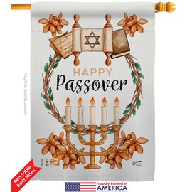 Passover Garden House Flags Kit Religious Wine Celebration Festival Holiday Jewish Hanukkah David Small Decorative Gift Yard Banner Double-Sided Made In USA 28 X 40