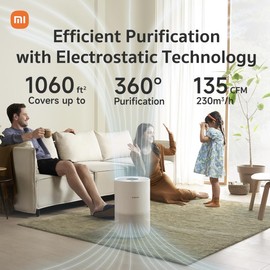 Xiaomi Mi Air Purifier 4 Compact, True HEPA H13 3-Stage Filter System Removes 99.97% of Pollutants as small as 0.3 microns, Smart Home Integration, Whisper Quiet, Just 0.9KW/day, OLED Touch Display