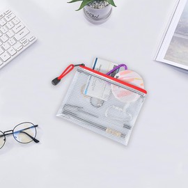 Pack of 30 Document Bags, ipow Zip Pouches, Mesh Bags Set, Zipper Bags for File, Documents, Cosmetics and Travel Utensils (Multi-Colour, A6)