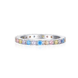 Bellitia Jewelry Eternity Ring Women's Eternity Rings 925 Sterling Silver Rhodium-Plated / Gold-Plated CZ Diamond Engagement Rings Wedding Rings Stackable Rings with Multicoloured Zirconia, Cubic