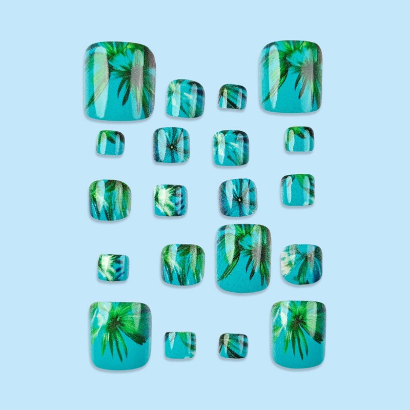 Summer Press on Toenails Short Square Fake Toe Nails with