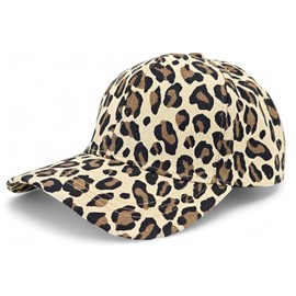 styleBREAKER Women's Baseball Cap with Leopard Pattern, Adjustable, 6-Panel Cotton Baseball Cap with Curved Peak, Breathable Animal Print Cap for Leisure, Sports, Summer, beige, Unit size