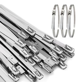 Aroono 304 Stainless Steel Zip Ties-Heavy Duty Metal Ties for Outdoor Use-10 inch, Max Supporting Weight 337lbs-Ideal for Home Improvement, Vehicles, Farms, Cables, Pipes, Fence (100PCS)