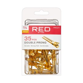 Red by Kiss Gold Metal Hair Clips, Durable Sturdy Hold for Long Lasting Styling & Curl Setting, Rust-Free Hair Pins for Thick & Thin Hair (70, Double Prong)
