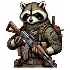 STICKY DUDE Tactical Raccoon Sticker, Funny Raccoon Cute Car Decal, 5 inches - Yeti Cup Vinyl Cooling Box, Waterproof Racoon Sticker, Decal Car Laptop Wall Window Bumper Sticker
