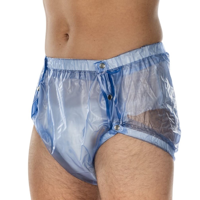 Suprima 1-249-011 Unisex PVC Briefs Buttonable Size S Transparent Blue