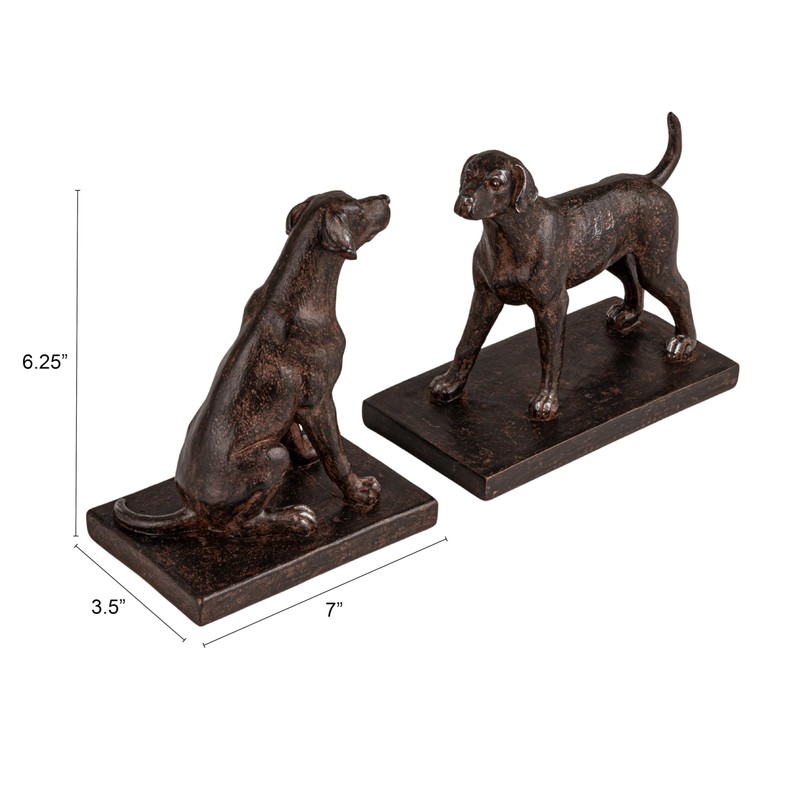 Creative Co-Op 2-Piece Resin Dog Bookends, Black