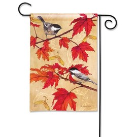 Studio M Double Sided Fall Autumn Outdoor Flag Decoration for Landscaping, Gardens, and Yards, Standard 13 x 18 Inch Fade Resistant Solar Silk Polyester Fabric Brown Red Feathered Friends