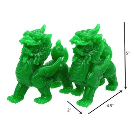 A Pair of Feng Shui Jade Green Color Pi Yao/Pi Xiu/Bi Xie Wealth Decorative Statue