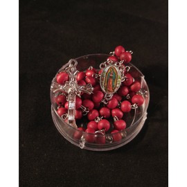 First Communion/ Baptism, Our Lady of Guadalupe Red Rosaries Gifts,Wood Rosary Party Pack 12 Set.Boy/Girl. Rosarios para Primera Comunion. Rosarios de Virgen De Guadalupe