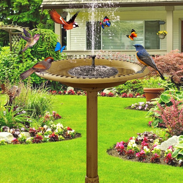 JBEIY 28 Inch Birdbaths for Outdoors Solar Powered, Large Bird