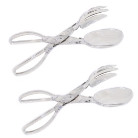Set of 2 Large Salad Tongs, 11 Inch Long Clear Plastic