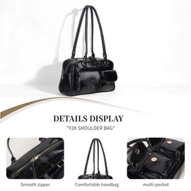 FTDENE Y2K Shoulder Purses for Women Trendy - PU Leather Retro Boston Handbag, Lightweight and Versatile for Work and Travel (Vintage Brown)