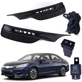 Pair Of Fog Lights Lamps Replacement For Honda Accord 2016-2017 with Cover + Switch + Wiring Kit Replaces HO2592142 HO2593142 33900T2AA21 33950T2AA21 71102-T2F-A61 71112-T2F-A61 HO2599102 HO2598102