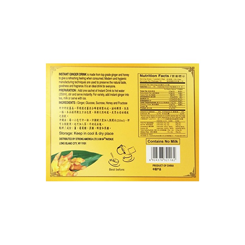 Dali All Natural Instant Honeyed Ginger Drink 20-count Bags