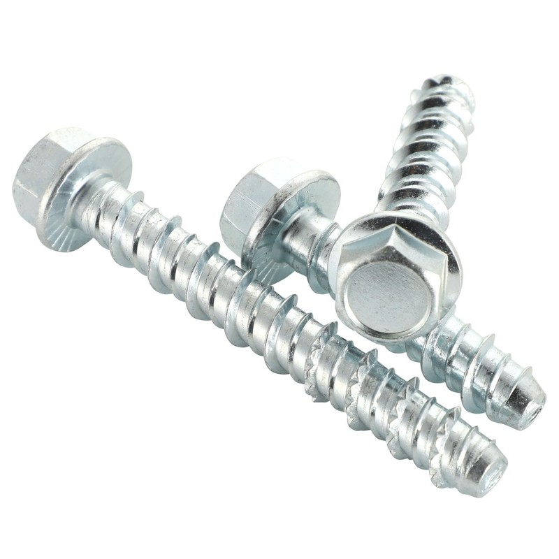 3/8" x 3" Concrete Screws, Zinc Plated Large Diameter Concrete