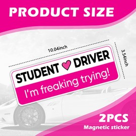 2PCS Student Driver Magnet for Car with Reflective Surface,Removable Student Driver Sticker Magnet for Car Warning Sign&Car Decorations,New Driver Magnet for Car Accessories