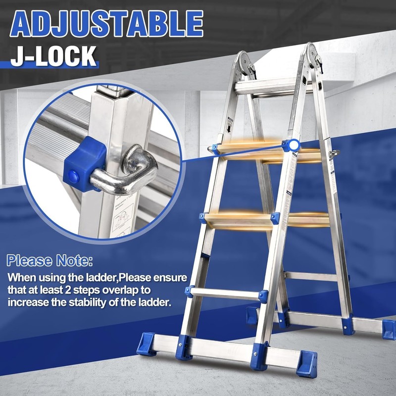 HBTower A Frame 3 Step Extension Ladder,11Ft Multi Position Ladder