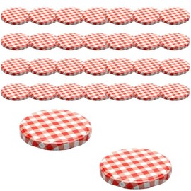 mikken Twist-Off Replacement Lid for Preserving Jars 82 x 8.5 cm for Preserving Jars and Jam Jars Red/White Chequered Pack of 30