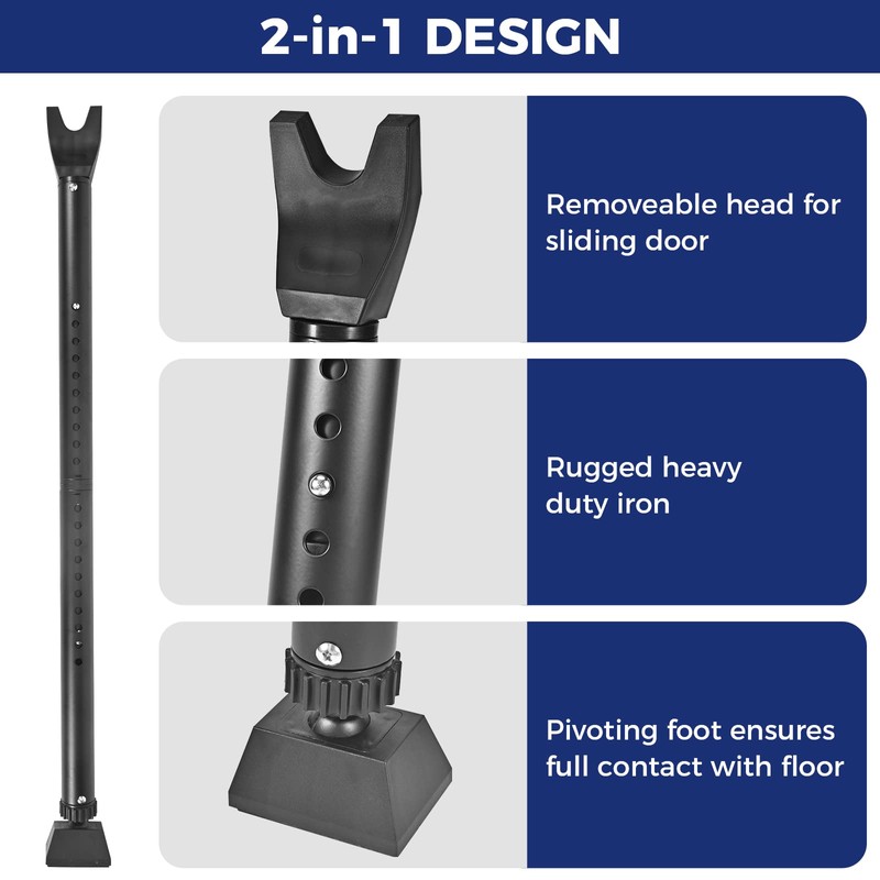 HonesaLoc 2-in-1 Door Security Bar & Sliding Patio Door Stopper